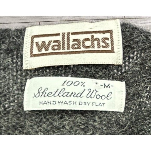 Vintage Mens 100% Shetland Wool Argyle Sweater Red Yellow Gray Size Medium - Picture 3 of 6